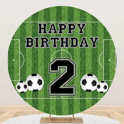 Circle Football Field Stripe 2nd Birthday Backdrop - Aperturee
