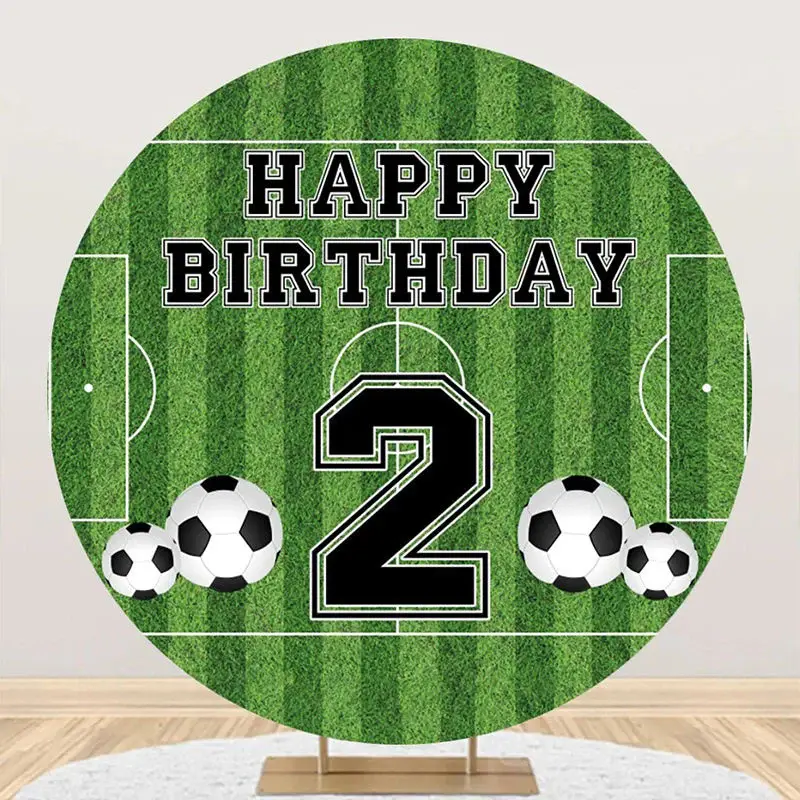 Circle Football Field Stripe 2nd Birthday Backdrop - Aperturee