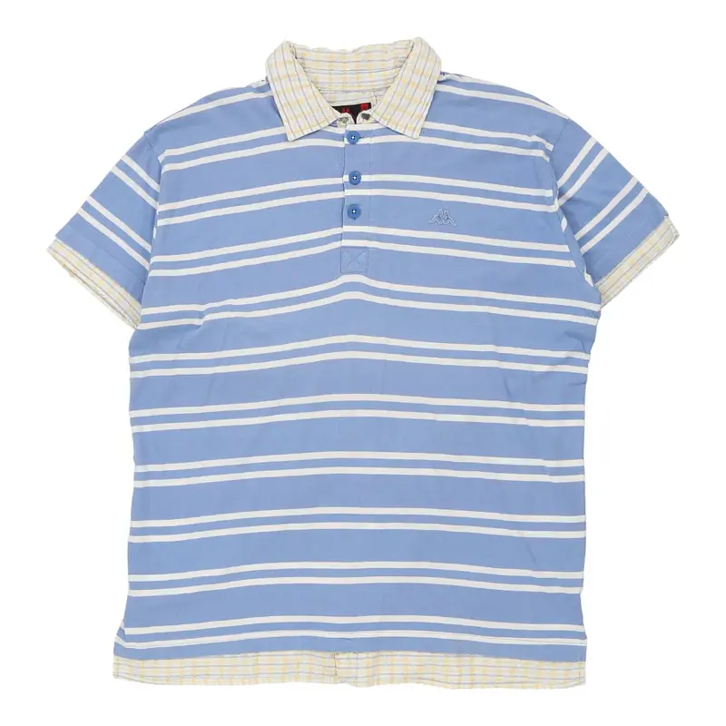 Kappa Striped Polo Shirt - 3XL Blue Cotton