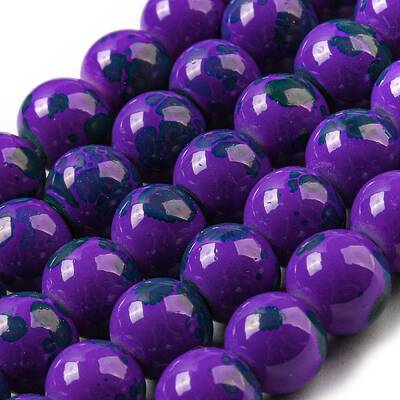 Baking Painted Round Glass Bead Strands