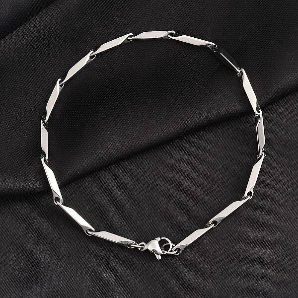 Tarnish Resistant Unisex 201 Stainless Steel Bar Link Chain Bracelets