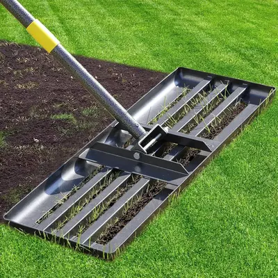 Lawn Leveling Rake - Heavy Duty 17x10 /26X10 Stainless Steel Leveler Plate,Reinforced Welds,Adjustable Handle, Anti -...