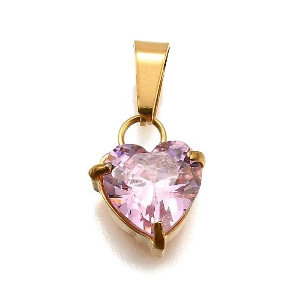 304 Stainless Steel Micro Pave Cubic Zirconia Pendants