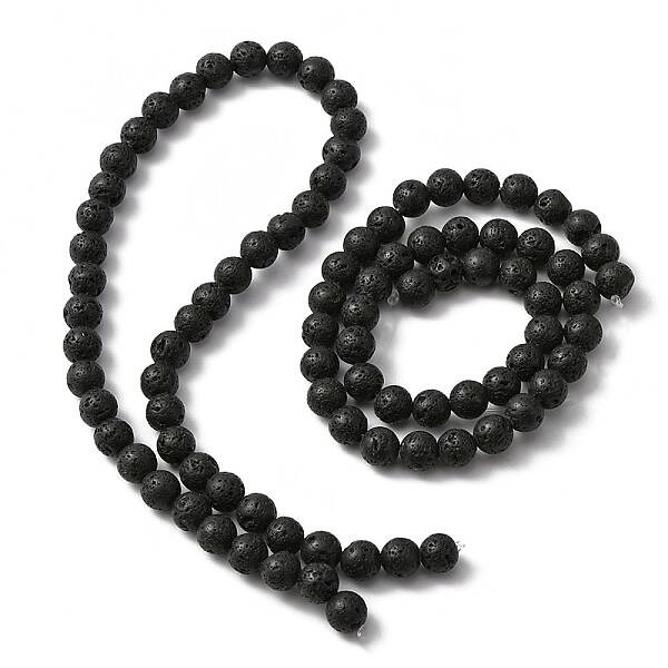 Natural Lava Rock Round Beads Strands