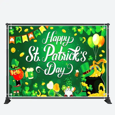 Green Clover Gold Coins St Patricks Day Backdrop - Aperturee
