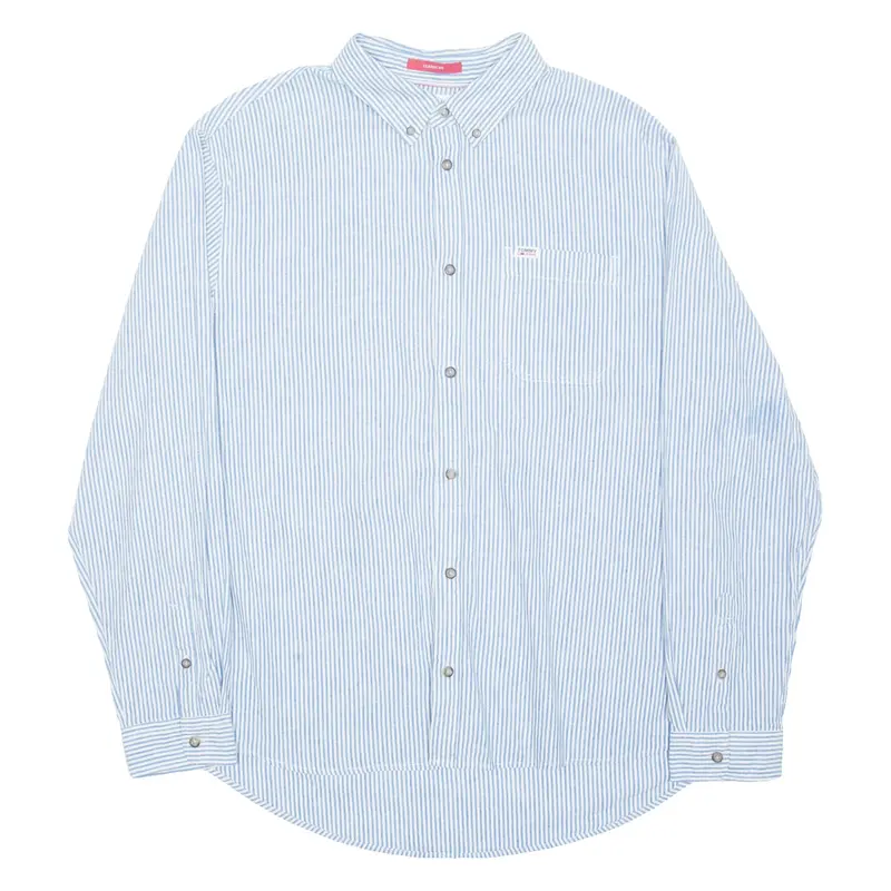 TOMMY HILFIGER Tommy Jeans Classic Fit Mens Denim Shirt Blue Striped XL