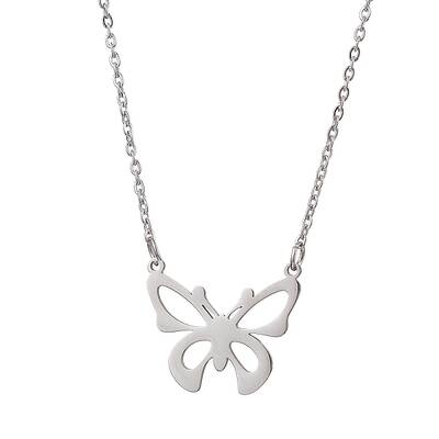 Non-Tarnish Hollow Butterfly 304 Stainless Steel Pendant Necklaces