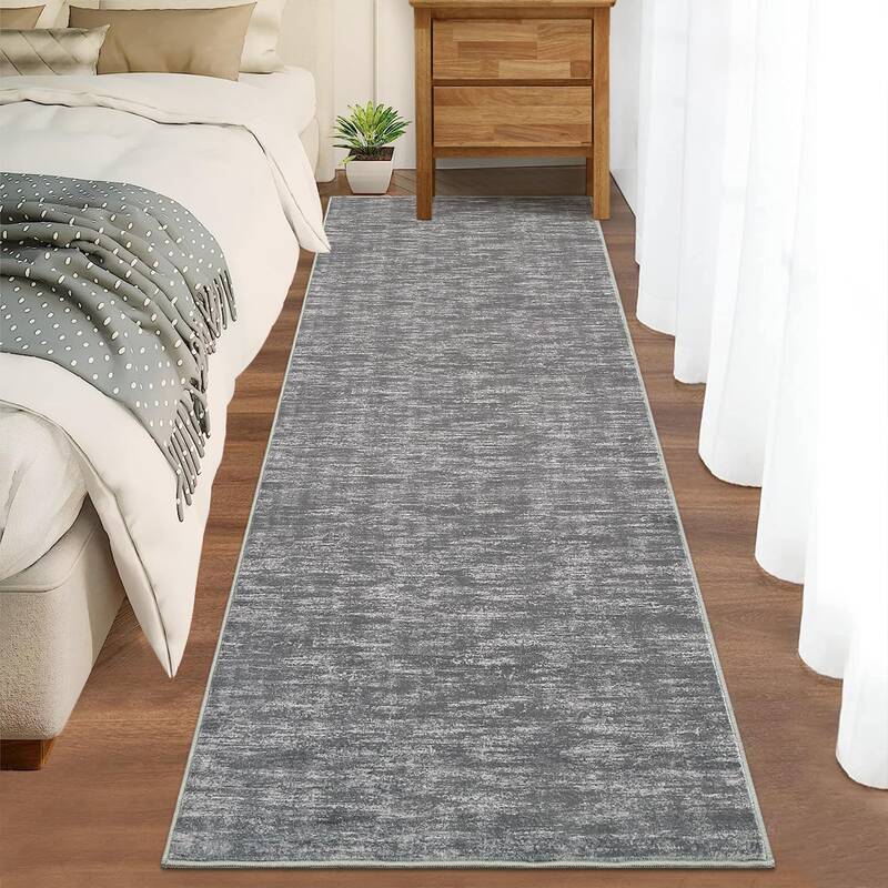 Garvee Washable Runner Rug 2'3x8' Modern Solid Non-Slip Low Pile Pearl Velvet Durable Kids & Pets Friendly Hallway Living Ro...
