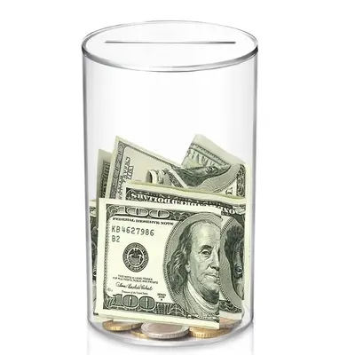 Clear Acrylic Piggy Bank, Cylindrical Piggy Bank for Home Decor, Unopenable Acrylic Savings Jar, Money Saving Jar for Home Of...