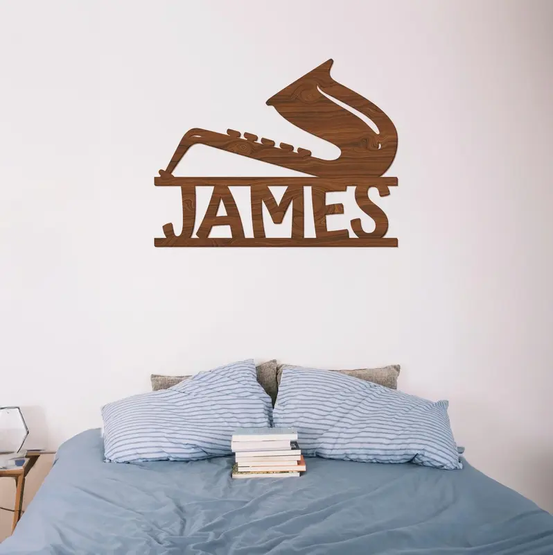 Saxophone Wood Name Sign