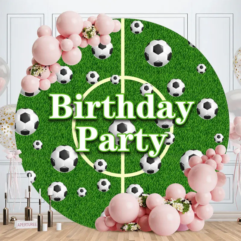 Aperturee Green Glass And Soccer Round Birthday Backdrop