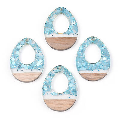 Transparent Resin & White Wood Pendants