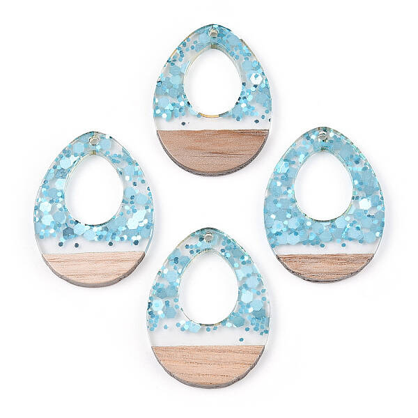 Transparent Resin & White Wood Pendants