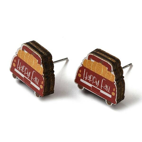 Wood Stud Earrings