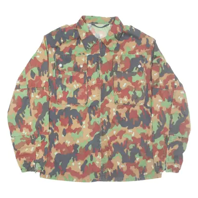 Zip Up Mens Shirt Green Camouflage Long Sleeve L