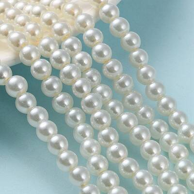 Baking Painted Pearlized Glass Pearl Round Bead Strands