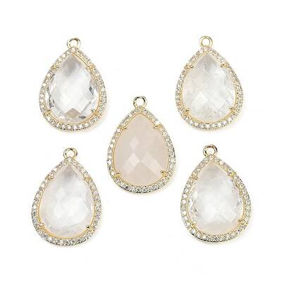 Natural Quartz Crystal Faceted Pendants