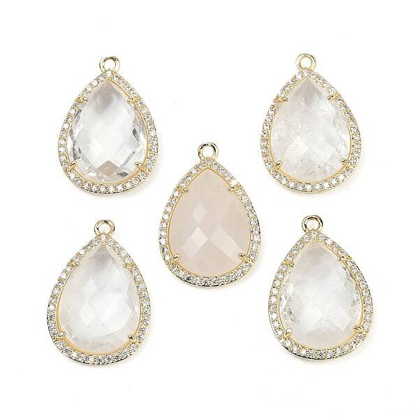 Natural Quartz Crystal Faceted Pendants