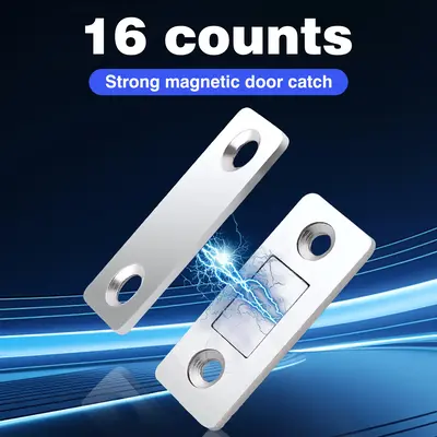 16 Counts Cupboard Magnetic Catch without Punching, 3-Step Stick-On Install - No Tools Needed