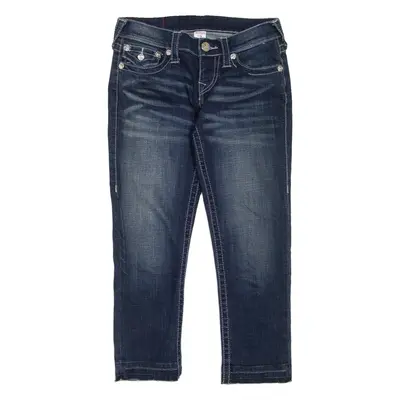 TRUE RELIGION Capri Cropped Womens Jeans Blue Slim Straight Stone Wash W24 L22