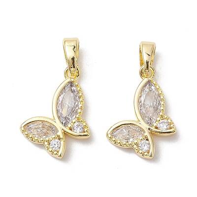 Brass Micro Pave Clear Cubic Zirconia Pendants