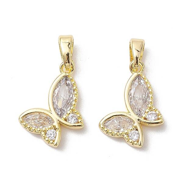 Brass Micro Pave Clear Cubic Zirconia Pendants