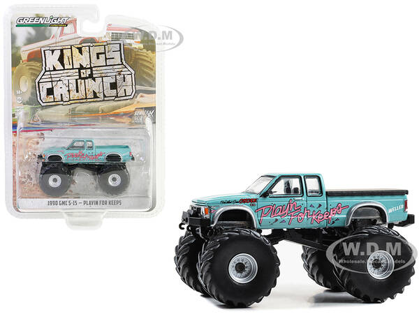 1990 GMC S-15 Monster Truck Light Blue Playin for Keeps Kings of Crunch Series 14 1/64 Diecast Model Car by Greenlight