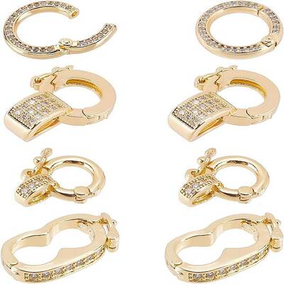 CHGCRAFT 8Pcs Fold Over Clasps Long-Lasting Plated Brass Micro Pave Cubic Zirconia Twister Clasps Interchangeable Bail Clasps...