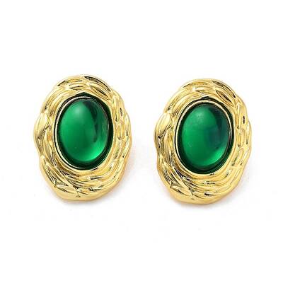 Rack Plating Oval Brass Stud Earrings