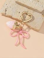 Cute Strawberry Design Keychain, Cute Bowknot Decor Keychain for Women, Fashion Accessories for Daily Use, Trendy All-match &...