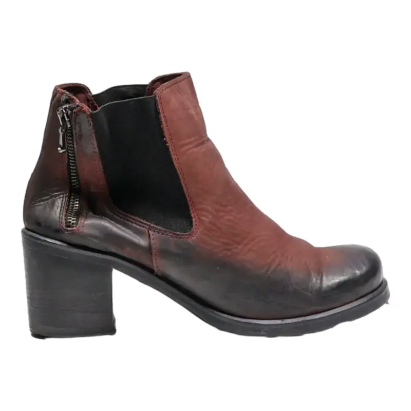 Ankle Boots Maroon Leather Womens UK 5