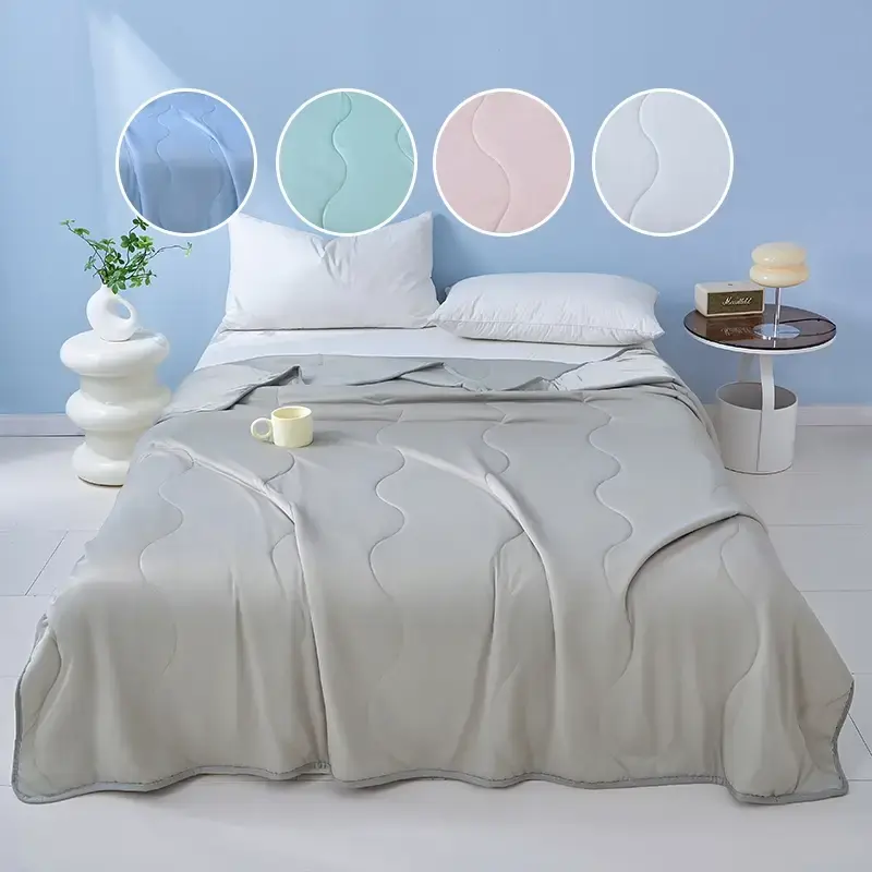 Solid Color Cooling Comforter, 1 Count Soft Breathable Skin-friendly Cooling Comforter, Cool Bedding for Home Office Use in S...