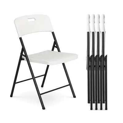 4-Pack Folding Heavy Duty Plastic Chair with 500-Pound Capacity,Portable Commercial Chair with Steel Frame for Home Office We...