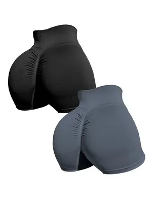 Women's Solid High Waist Sports Gym Shorts, Breathable Comfortable High Stretch Yoga Shorts, Gym Clothing, Gym Clothes, Summe...