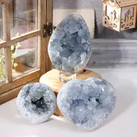 Intuitive Crystal 4 All Celestite Decorative Pieces for Home Decorations Unique Natural Stone Artwork in Spheres Towers & Fla...