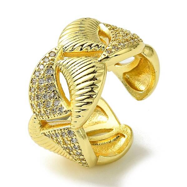 Brass Micro Pave Cubic Zirconia Open Cuff Rings