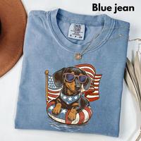 Comfort Colors Vintage Patriotic Dachshund T-shirt, 4th Of July Dog Sublimation T-shirt, American Flag Dog Clipart, Summer Us...