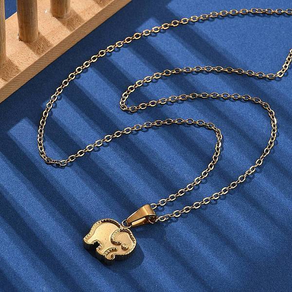 304 Stainless Steel Elephant Pendant Necklaces