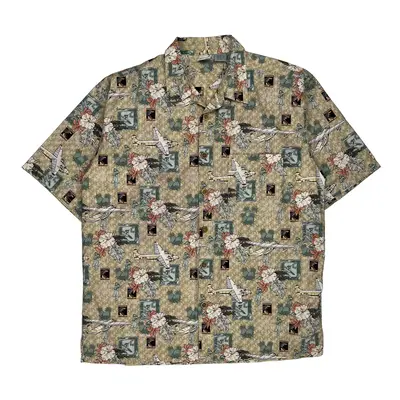 Airplanes Op Sport Hawaiian Shirt - XL Beige Cotton