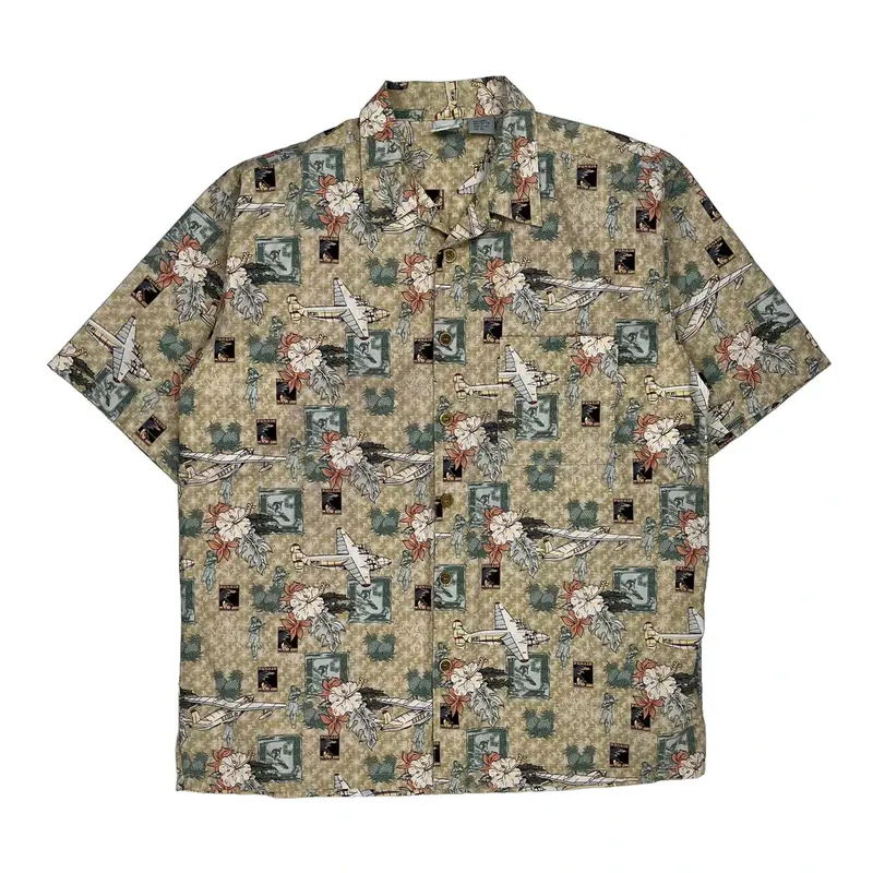 Airplanes Op Sport Hawaiian Shirt - XL Beige Cotton