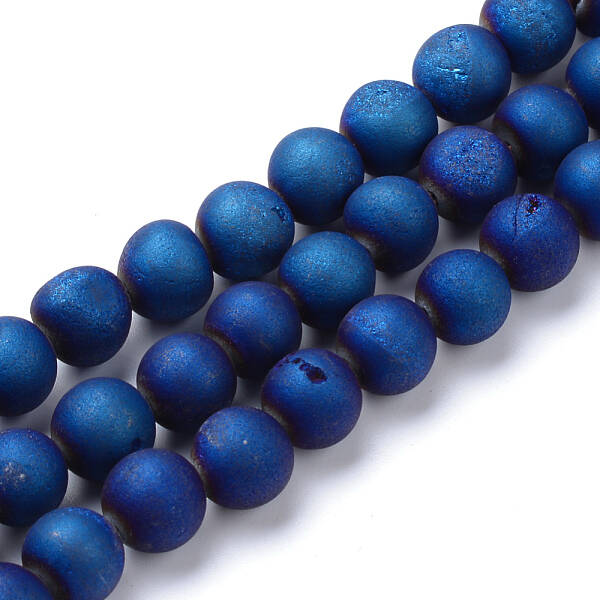 Electroplated Natural Druzy Geode Agate Bead Strands