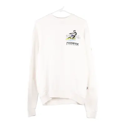 Pickwick Embroidered Sweatshirt - Medium White Cotton Blend