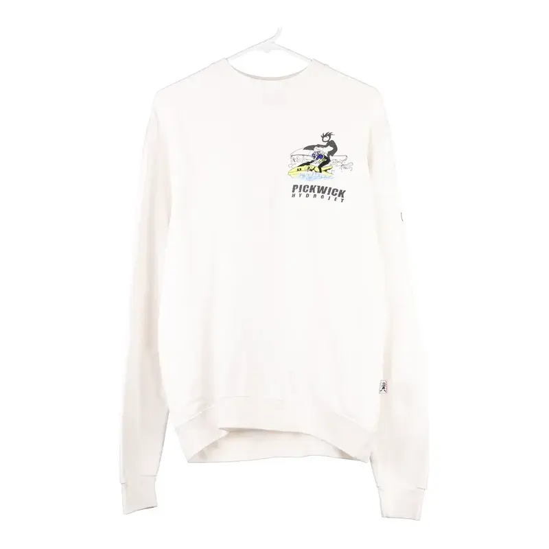 Pickwick Embroidered Sweatshirt - Medium White Cotton Blend