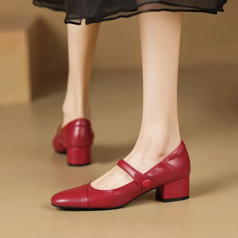 CHIKO Adla Round Toe Block Heels Mary Jane Shoes