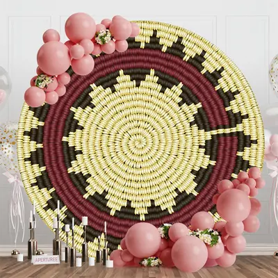 Aperturee Round Beige Navajo Marriage Basket Wedding Backdrop - Aperturee