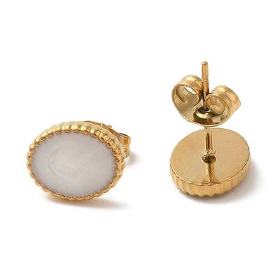 Ion Plating(IP) 304 Stainless Steel Oval Stud Earrings