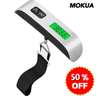 MOKUA Portable Digital Luggage Scale, 110lbs Hanging Baggage Scale with Backlit LCD Display, Portable Suitcase Weighing Scale...