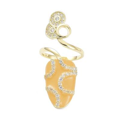 Brass Micro Pave Cubic Zirconia Fingernail Rings