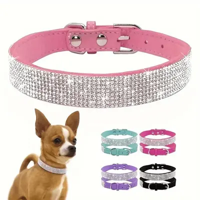 Adjustable Pet Collar, 1 Count Rhinestone Decor Pet Collar, Pet Supplies for Cute Cats and Puppies, Pet Accessories