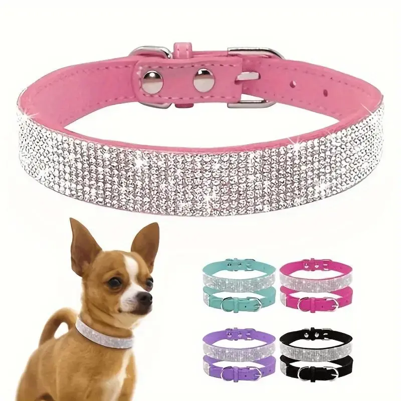 Adjustable Pet Collar, 1 Count Rhinestone Decor Pet Collar, Pet Supplies for Cute Cats and Puppies, Pet Accessories